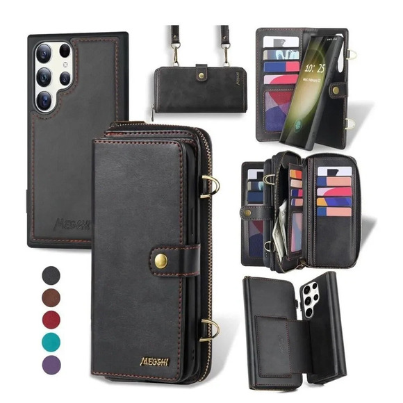 Wallet Case For Samsung Galaxy S23 Ultra Multi Function Detachable Magnetic - Picture 1 of 10